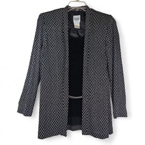 RM Richards Evening Jacket Size 12 Petite Attached Velvet Tank Silver Chain Belt